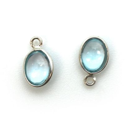 Wholesale Bezel Charm Pendant - Sterling Silver Charm - Natural  Sky Blue Topaz -Tiny Oval Shape