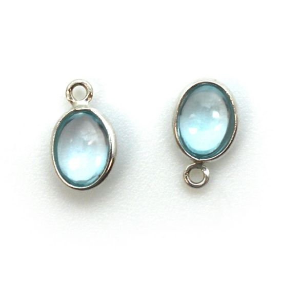 Wholesale Bezel Charm Pendant - Sterling Silver Charm - Natural  Sky Blue Topaz -Tiny Oval Shape