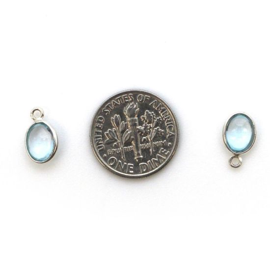 Wholesale Bezel Charm Pendant - Sterling Silver Charm - Natural  Sky Blue Topaz -Tiny Oval Shape