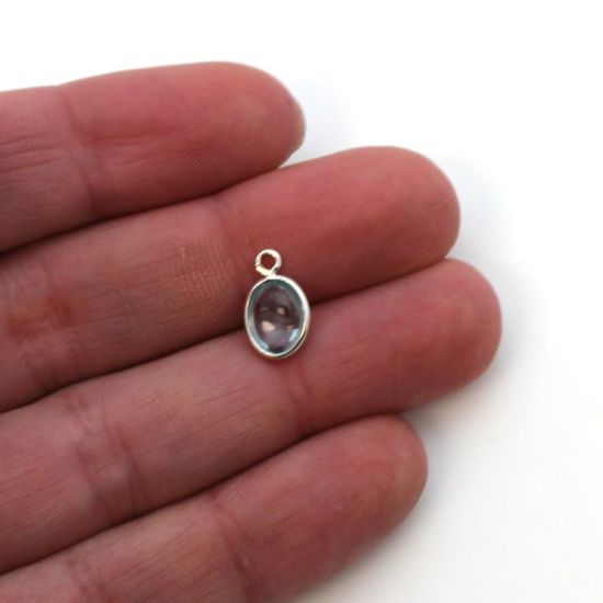 Wholesale Bezel Charm Pendant - Sterling Silver Charm - Natural  Sky Blue Topaz -Tiny Oval Shape