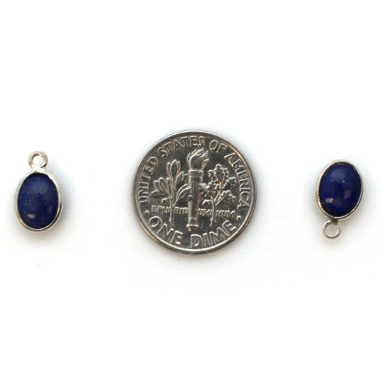 Wholesale Bezel Charm Pendant - Sterling Silver Charm - Natural Lapis Lazuli -Tiny Oval Shape