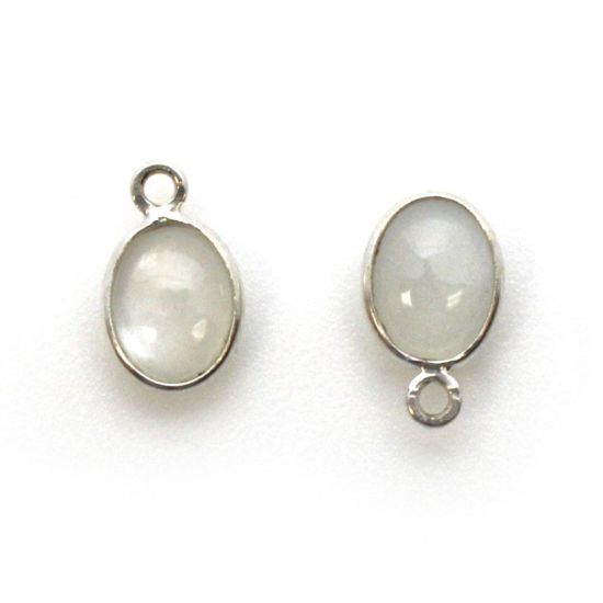 Wholesale Bezel Charm Pendant -Sterling Silver Charm - Natural Moonstone -Tiny Oval Shape