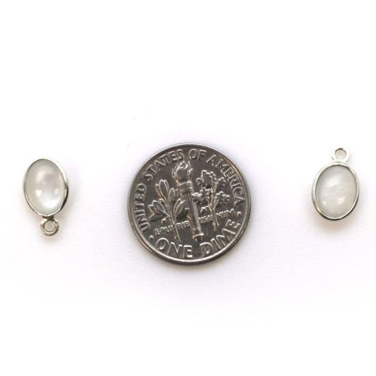 Wholesale Bezel Charm Pendant -Sterling Silver Charm - Natural Moonstone -Tiny Oval Shape