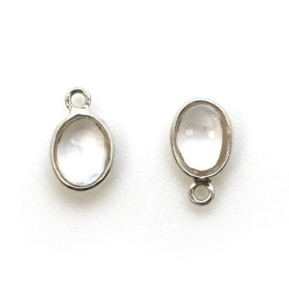 Wholesale Bezel Charm Pendant - Sterling Silver Charm - Natural Crystal -Tiny Oval Shape
