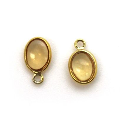 Wholesale Bezel Charm Pendant - Gold Plated Sterling Silver Charm - Natural Citrine -Tiny Oval Shape
