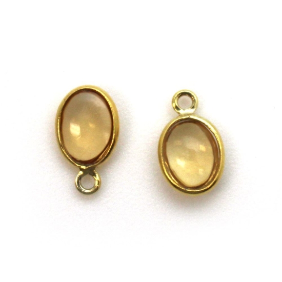 Wholesale Bezel Charm Pendant - Gold Plated Sterling Silver Charm - Natural Citrine -Tiny Oval Shape