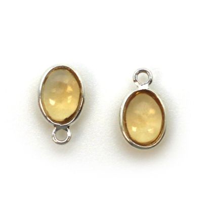 Wholesale Bezel Charm Pendant - Sterling Silver Charm - Natural Citrine -Tiny Oval Shape