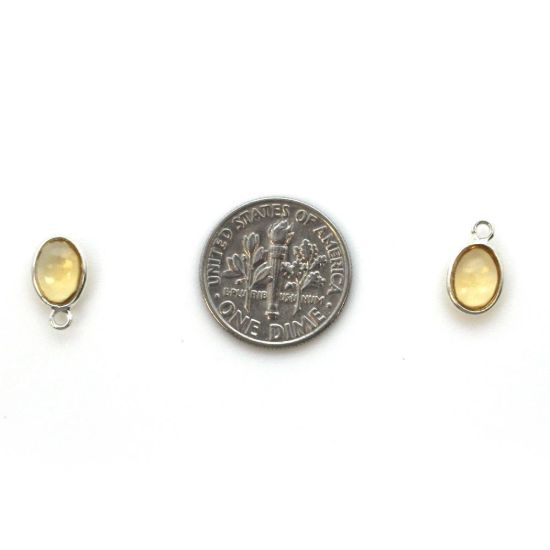 Wholesale Bezel Charm Pendant - Sterling Silver Charm - Natural Citrine -Tiny Oval Shape