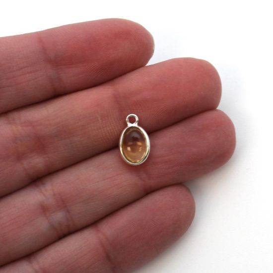 Wholesale Bezel Charm Pendant - Sterling Silver Charm - Natural Citrine -Tiny Oval Shape