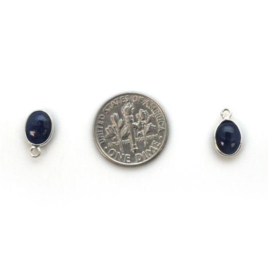 Wholesale Bezel Charm Pendant - Sterling Silver Charm - Natural Blue Sapphire -Tiny Oval Shape