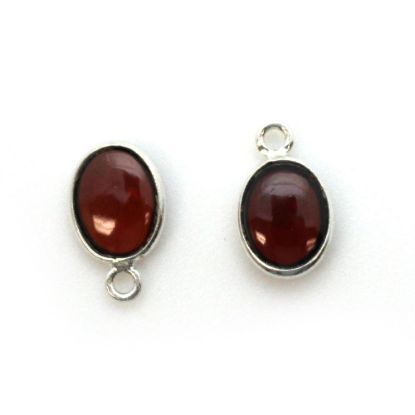 Wholesale Bezel Charm Pendant - Sterling Silver Charm - Natural Garnet -Tiny Oval Shape