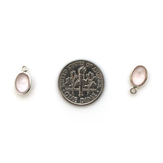 Wholesale Bezel Charm Pendant - Sterling Silver Charm - Rose Quartz -Tiny Oval Shape