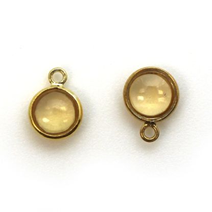 Wholesale Bezel Charm Pendant - Gold Plated Sterling Silver Charm - Natural  Citrine -Tiny Round Shape