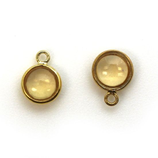 Wholesale Bezel Charm Pendant - Gold Plated Sterling Silver Charm - Natural  Citrine -Tiny Round Shape