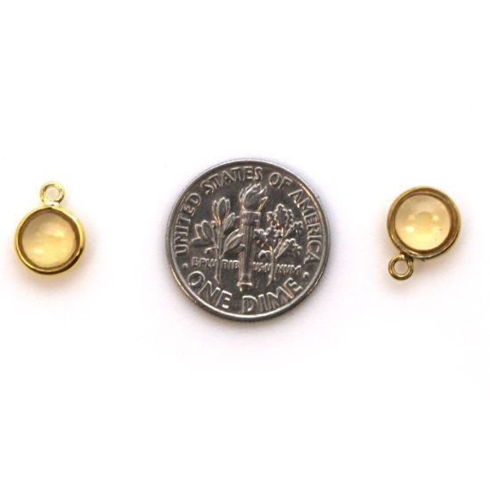 Wholesale Bezel Charm Pendant - Gold Plated Sterling Silver Charm - Natural  Citrine -Tiny Round Shape