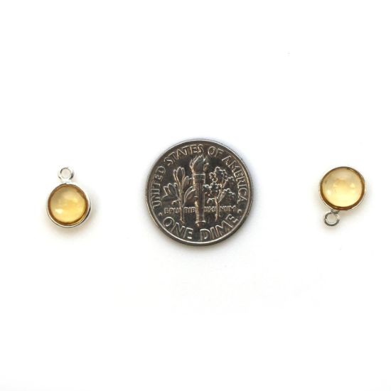 Wholesale Bezel Charm Pendant - Sterling Silver Charm - Natural  Citrine -Tiny Round Shape