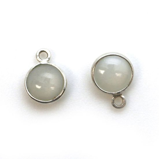 Wholesale Bezel Charm Pendant - Sterling Silver Charm - Natural Moonstone-Tiny Round Shape