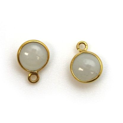 Wholesale Bezel Charm Pendant - Gold Plated Sterling Silver Charm - Natural Moonstone-Tiny Round Shape