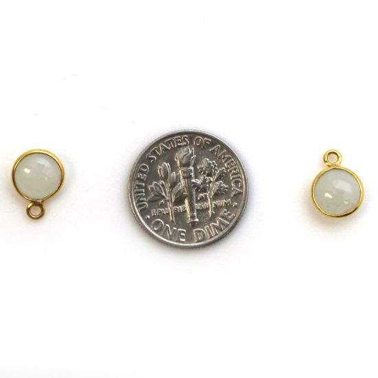 Wholesale Bezel Charm Pendant - Gold Plated Sterling Silver Charm - Natural Moonstone-Tiny Round Shape