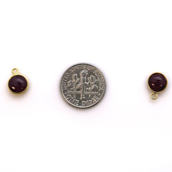 Wholesale Bezel Charm Pendant - Gold Plated Sterling Silver Charm - Natural Ruby -Tiny Round Shape