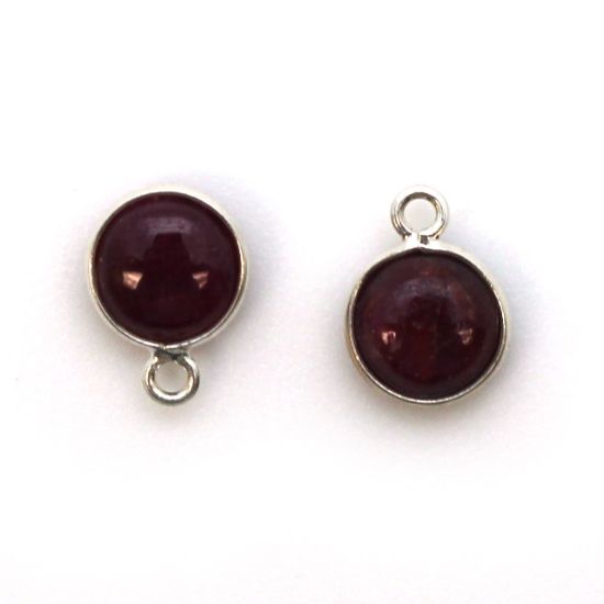 Wholesale Bezel Charm Pendant - Sterling Silver Charm - Natural Ruby -Tiny Round Shape