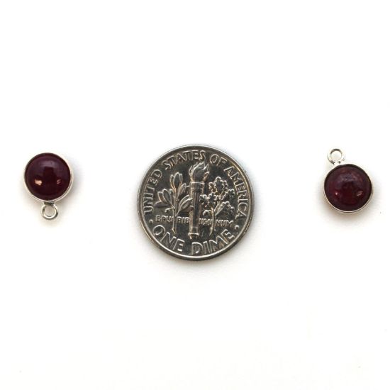 Wholesale Bezel Charm Pendant - Sterling Silver Charm - Natural Ruby -Tiny Round Shape