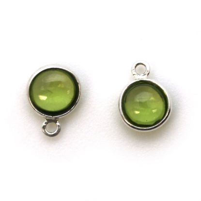Wholesale Bezel Charm Pendant - Sterling Silver Charm - Natural Peridot -Tiny Round Shape