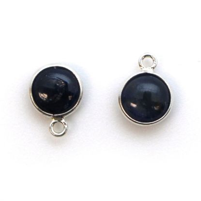 Wholesale Bezel Charm Pendant - Sterling Silver Charm - Natural Blue Sapphire -Tiny Round Shape