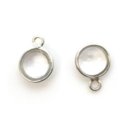 Wholesale Bezel Charm Pendant - Sterling Silver Charm - Natural Crystal-Tiny Round Shape