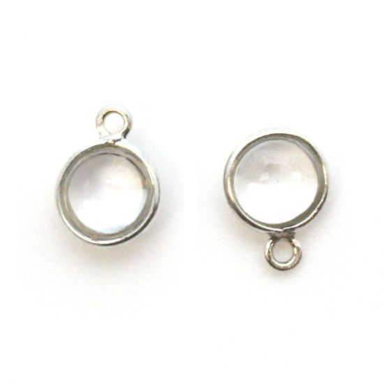 Wholesale Bezel Charm Pendant - Sterling Silver Charm - Natural Crystal-Tiny Round Shape