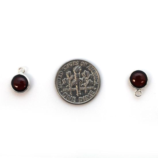 Wholesale Bezel Charm Pendant - Sterling Silver Charm - Natural Garnet-Tiny Round Shape