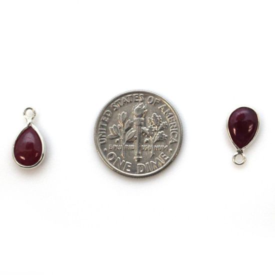 Wholesale Bezel Charm Pendant - Sterling Silver Charm - Natural Ruby -Tiny Teardrop Shape