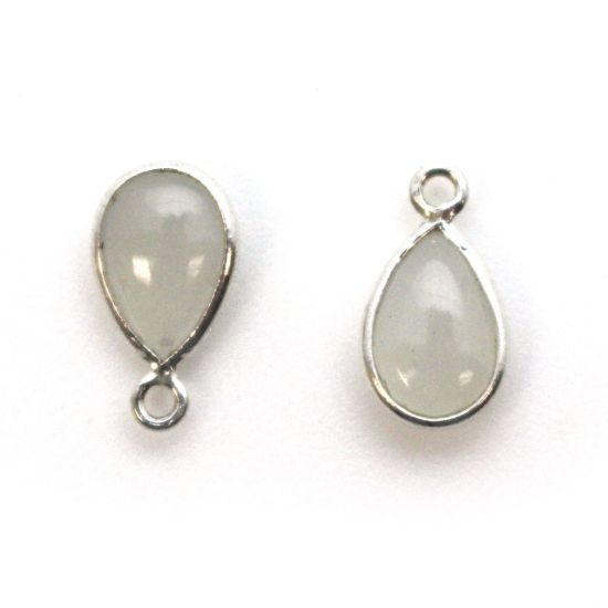 Wholesale Bezel Charm Pendant -Sterling Silver Charm - Natural Moonstone -Tiny Teardrop Shape