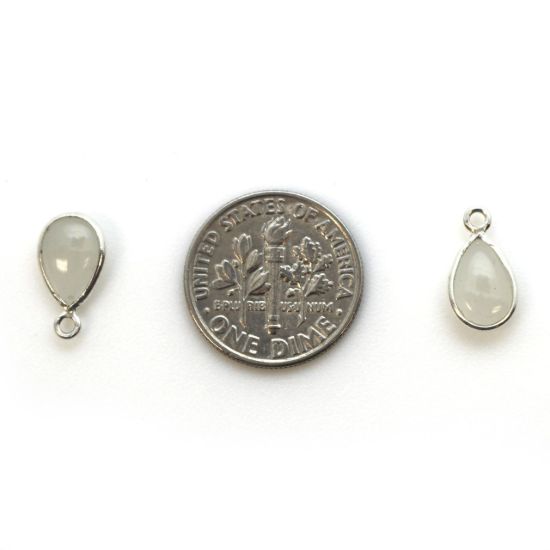 Wholesale Bezel Charm Pendant -Sterling Silver Charm - Natural Moonstone -Tiny Teardrop Shape