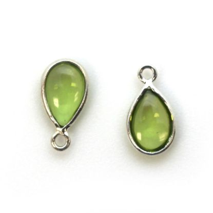 Wholesale Bezel Charm Pendant -Sterling Silver Charm - Natural Peridot -Tiny Teardrop Shape