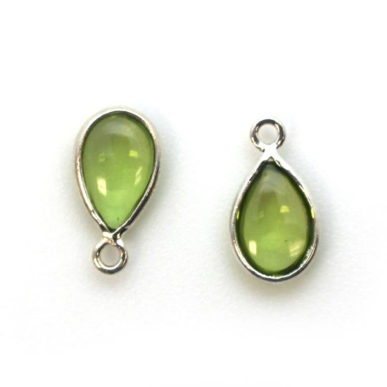 Wholesale Bezel Charm Pendant -Sterling Silver Charm - Natural Peridot -Tiny Teardrop Shape