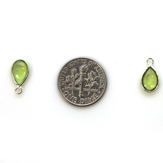 Wholesale Bezel Charm Pendant -Sterling Silver Charm - Natural Peridot -Tiny Teardrop Shape