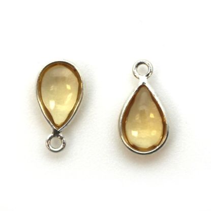 Wholesale Bezel Charm Pendant - Sterling Silver Charm - Natural Citrine -Tiny Teardrop Shape