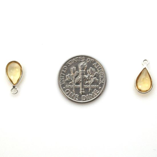 Wholesale Bezel Charm Pendant - Sterling Silver Charm - Natural Citrine -Tiny Teardrop Shape
