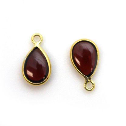 Wholesale Bezel Charm Pendant - Gold Plated Sterling Silver Charm - Natural Garnet -Tiny Teardrop Shape