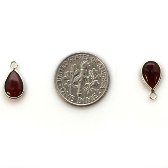Wholesale Bezel Charm Pendant - Sterling Silver Charm - Natural Garnet -Tiny Teardrop Shape