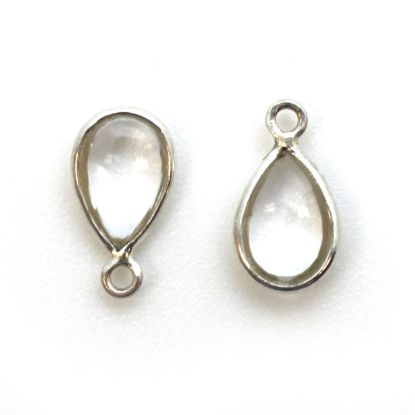 Wholesale Bezel Charm Pendant - Sterling Silver Charm - Natural Crystal -Tiny Teardrop Shape