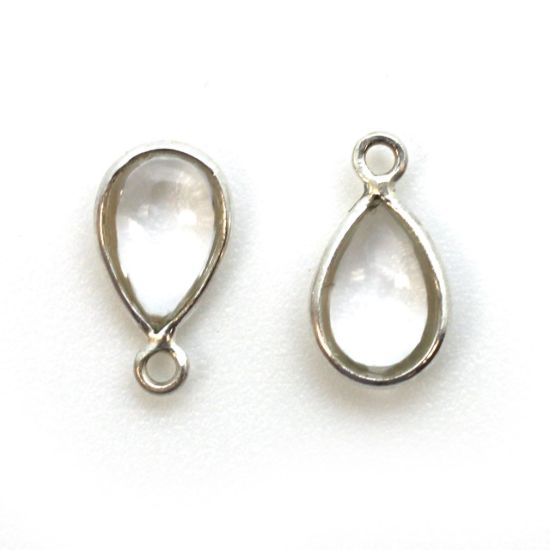 Wholesale Bezel Charm Pendant - Sterling Silver Charm - Natural Crystal -Tiny Teardrop Shape