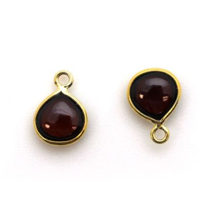Wholesale Bezel Charm Pendant - Gold Plated Sterling Silver Charm - Natural  Garnet -Tiny Heart Shape -7mm