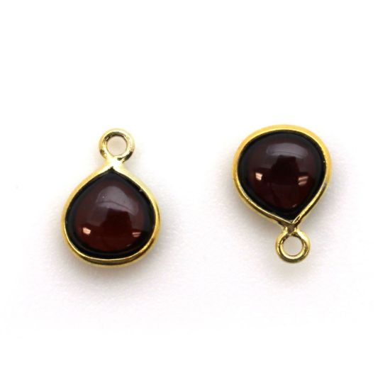 Wholesale Bezel Charm Pendant - Gold Plated Sterling Silver Charm - Natural  Garnet -Tiny Heart Shape -7mm