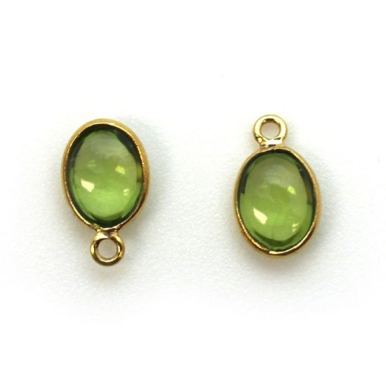 Wholesale Bezel Charm Pendant - Gold Plated Sterling Silver Charm - Natural  Peridot -Tiny Oval Shape