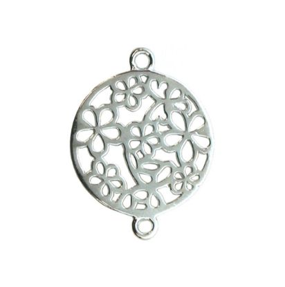 Wholesale Sterling Silver Fancy Flower Filigree Charm, Charms and Pendants for Jewelry Making, Wholesale Findings