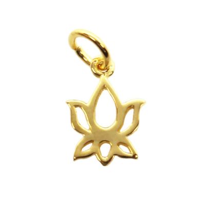 Wholesale Gold Over Sterling Silver Lotus Flower Charm Pendant - 10mm (1 pc)