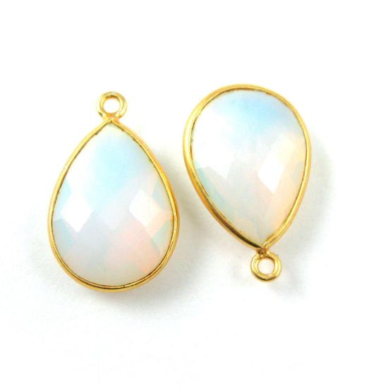 Wholesale Gold plated Sterling Silver Teardrop Opalite Quartz Bezel Gemstone Pendant, Wholesale Gemstone Pendants for Jewelry Making