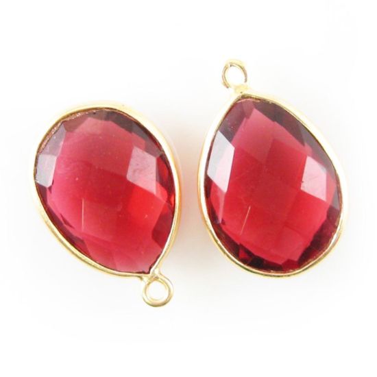 Wholesale Gold plated Sterling Silver Teardrop Bezel Rubylite Quartz Gemstone Pendant, Wholesale Gemstone Pendants for Jewelry Making